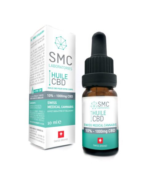 Flacon d’huile CBD 10 % SMC Laboratories, idéale pour la concentration, la clarté mentale et la motivation naturelle