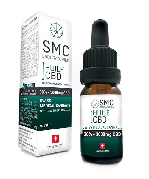 Flacons d’huile CBD 20 % et 30 % de SMC Laboratories posés côte à côte, illustrant deux niveaux de concentration pour le bien-être naturel